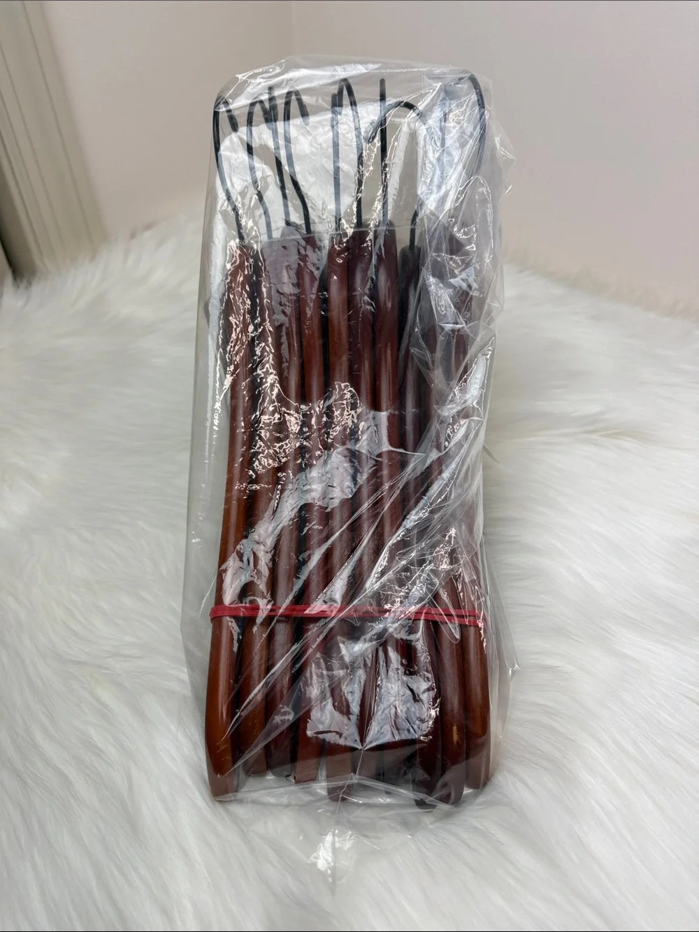Brookstone Premium Wooden Suit Hangers in Mahogany  - Set of 10